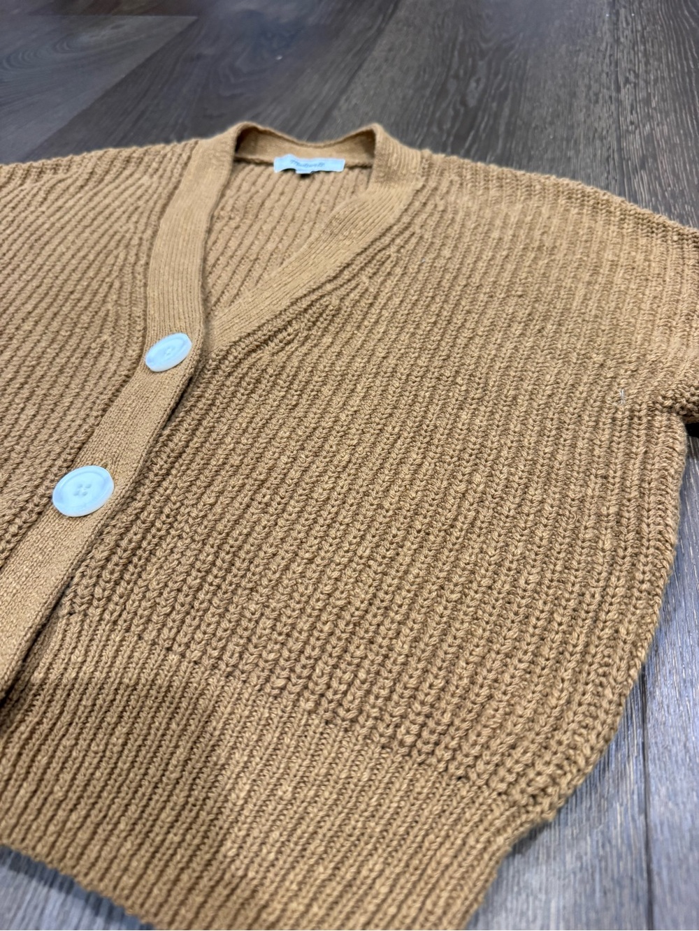 Madewell Greywood Crop Cardigan Sweater in Toffee/Mustard - Picture 4 of 7